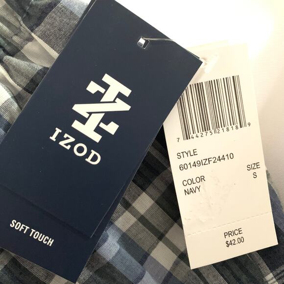 Bundle of 3 - Izod Mens Pajama Pants NWT Sz. Small Blue Plaid & Stripes Pockets - Picture 7 of 16